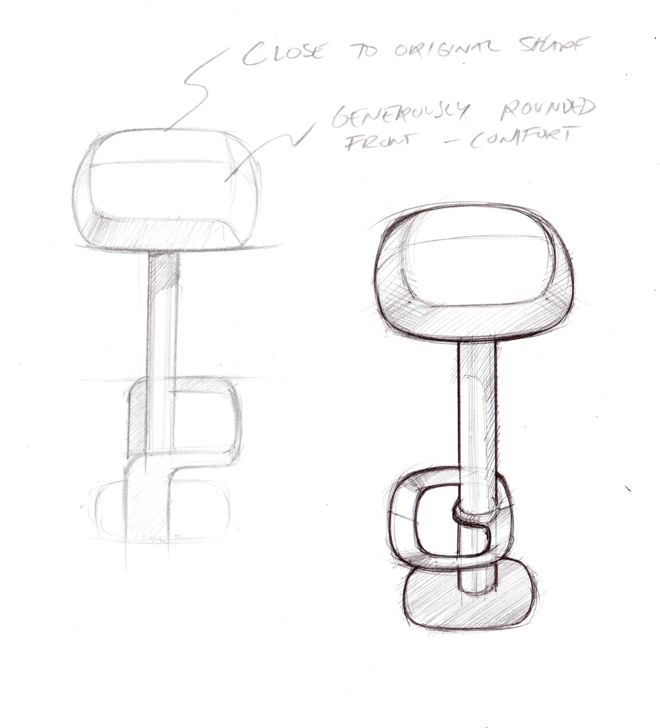 Sketches of Framery One's stool