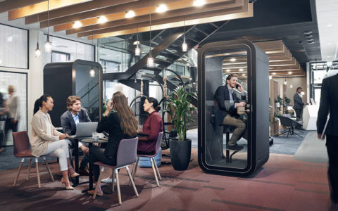 A Privacy Booth Removes Distractions in an Office