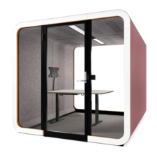 Blush colored Framery 2Q soundproof meeting room.