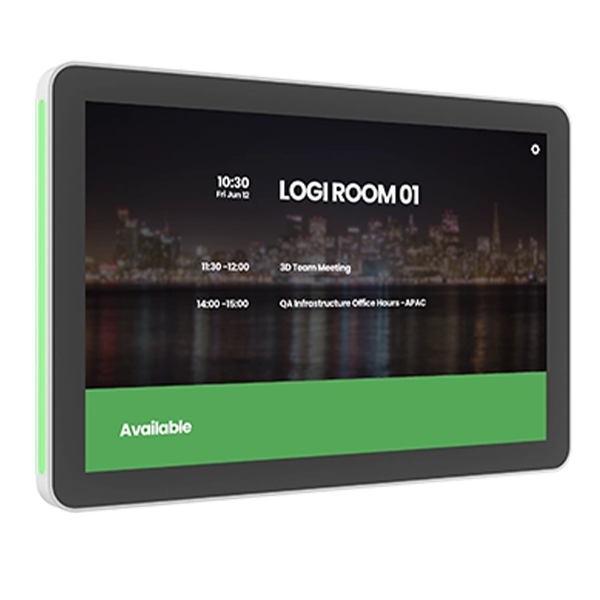 Logitech Tap Scheduler, a purpose built scheduling panel for meeting rooms.