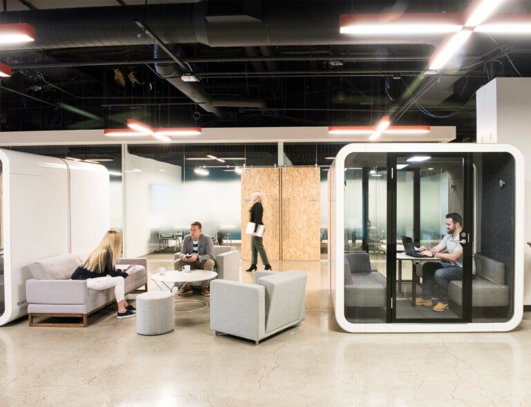 Framery Q meeting pod as a part of a modern, modular office.