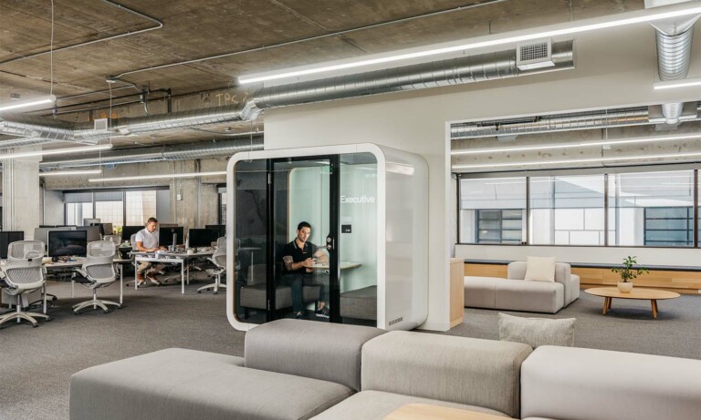 Framery Q meeting pod provides a noise distraction free zone to focus.