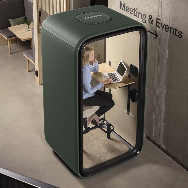 A person working in a Framery One office pod.