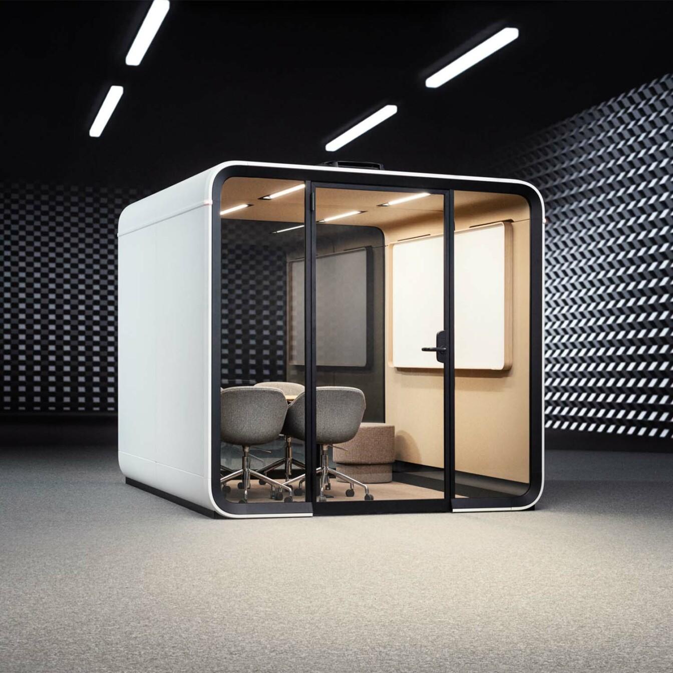 Framery Six smart meeting room in an acoustic environment